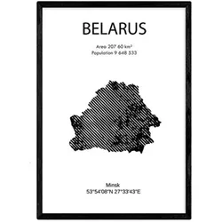 POSTER Country Map – Belarus A3 Rahmenlos