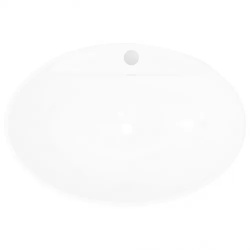 Luxuriöses Keramik Waschbecken Oval + Überlauf | vidaXL : Farbe - Weiss
