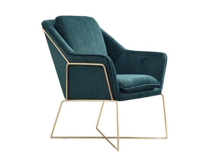 Fauteuil design Selena - Cadre vert émeraude / or