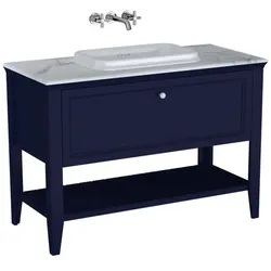 VitrA Valarte Einbauwaschtisch-Möbel-Set 65783 118x52x87,5cm, 1 Vollauszug, Korpus stahlblau/Waschtisch weiß hochglanz