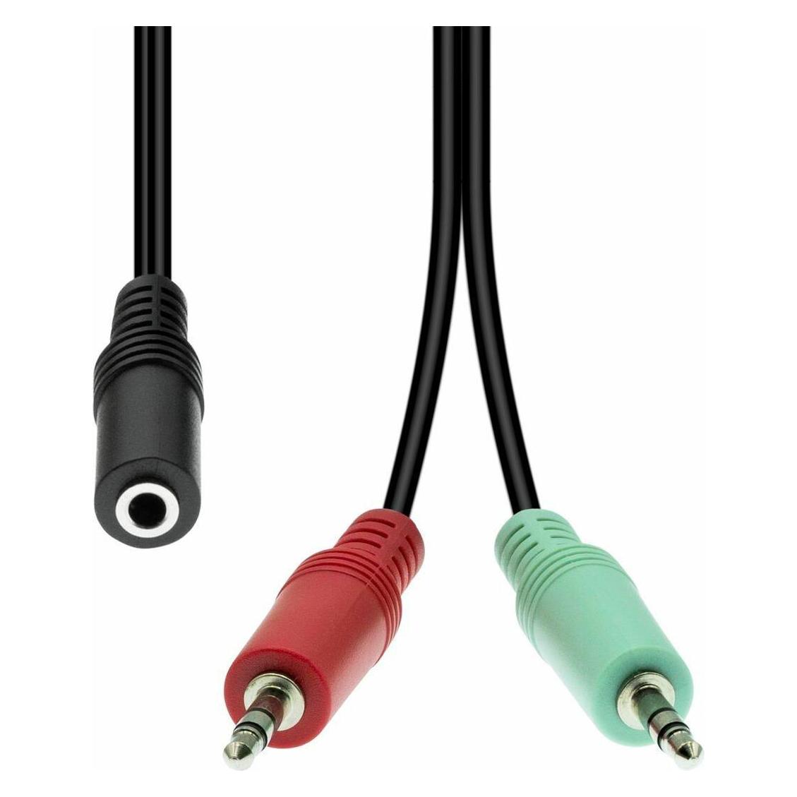 ProXtend Mini-Jack 4-Pin to 2x 3-Pin Cable F-M Black 40cm (0.40 m, AUX Kabel) (835238)