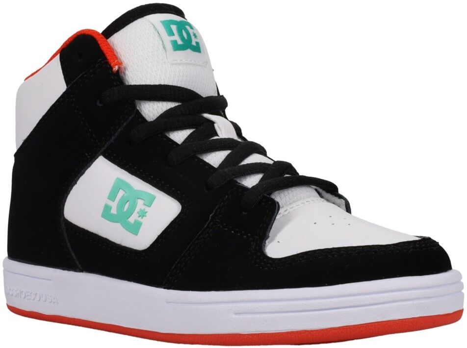 Sneaker DC SHOES "Manteca 4 Hi", Jungen, Gr. 12,5(30), bunt (schwarz, grün, orange), Obermaterial: Leder (Kuh) / Futter: Textil / Aussensohle: Gummi., Schuhe Sneaker schwarz, grün, orange 12,5(30)