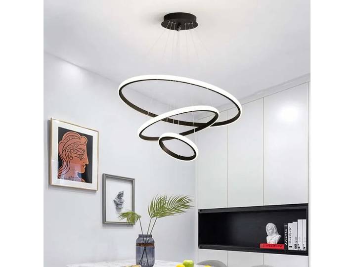 Lustres modernes à LED pour salle à manger, lustres simples en forme d'anneau, luminaires pour salon et chambre, éclairage intérieur pour la maison, lampes suspendues décoratives