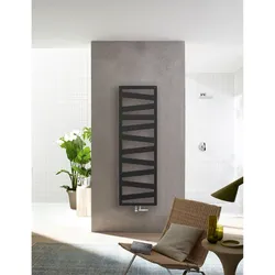 Zehnder Design-Heizkörper Ribbon RB-100-050, 965x30x500 mm, schwarz, montagefertig mit Wandkonsolen