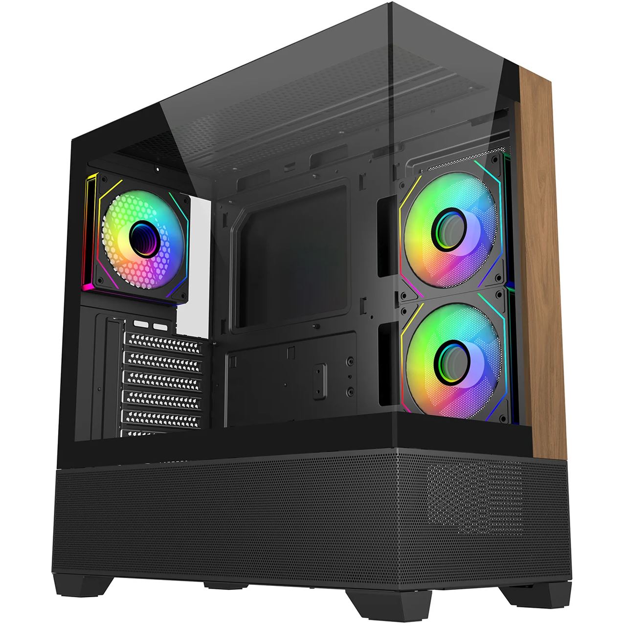 Cooler Master Elite 690 Wood (schwarz/holz, Tempered Glass x 2)