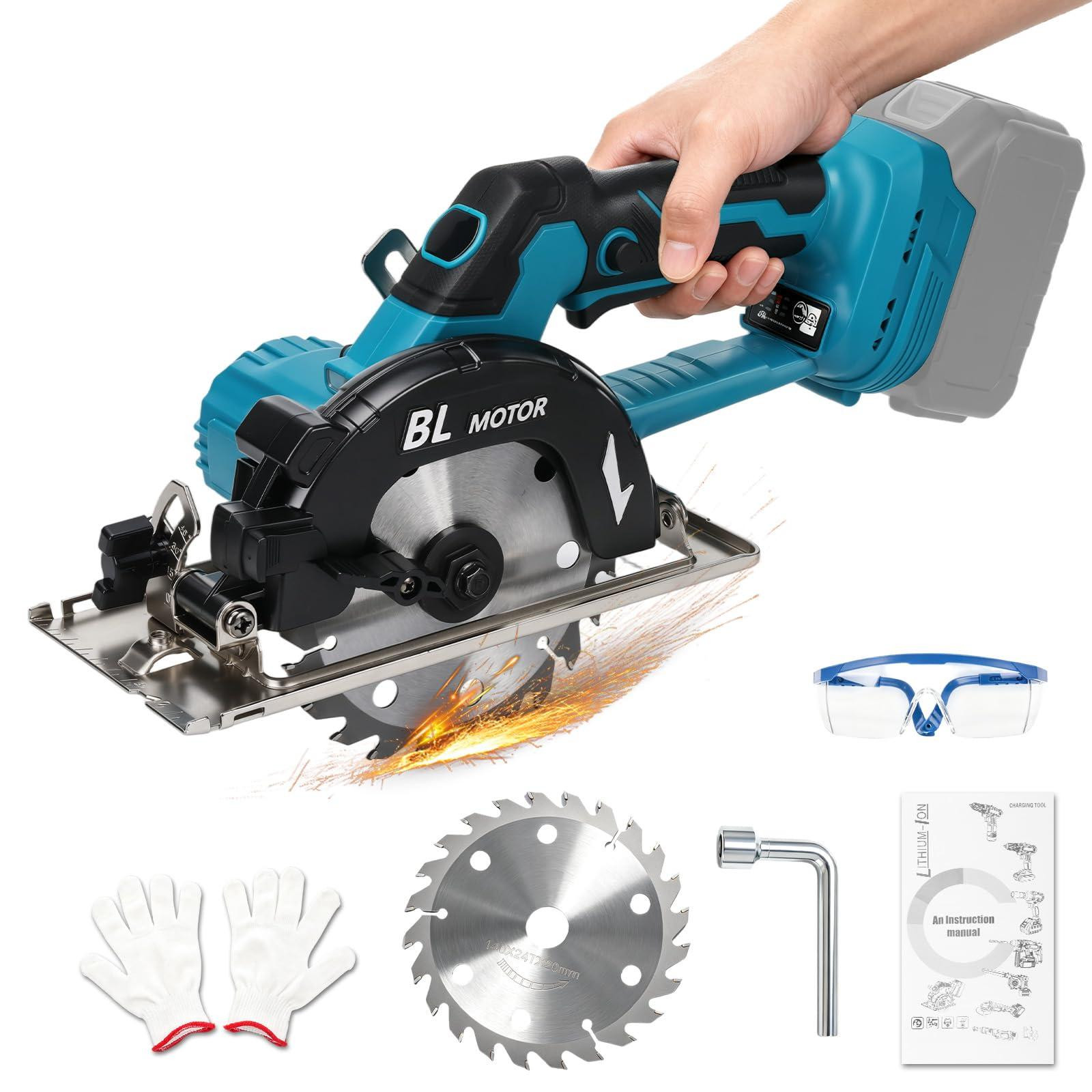 Selius Accu-cirkelzaag 5,5 inch, 6000 rpm, borstelloze mini-handcirkelzaag