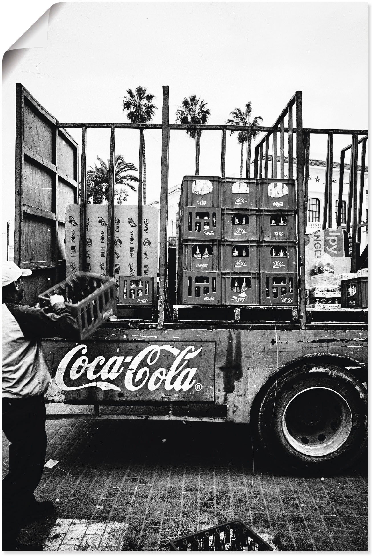 Wandbild ARTLAND "CocaCola-LKW in El Jadida - Marokko", schwarz (farbe bild(er): schwarz), B:20cm H:30cm, Bilder, Wandbild, als Alubild, Leinwandbild, Poster in verschied. Grössen farbe bild(er): schwarz B/H/T: 20cm x 30cm, Poster Auto Hochformat, 1 Stk.
