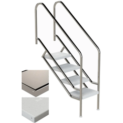 Eichenwald Pooltreppe Modell 08.1 Miami Beckentiefe 1399mm Ausladung 1338mm 6 Edelstahl Waffelblech-Stufen