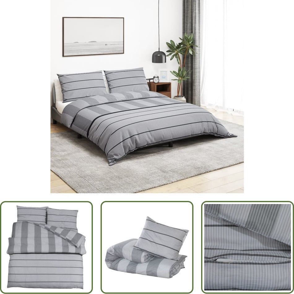The Living Store beddengoedset grijs katoen 225 x 220 cm
