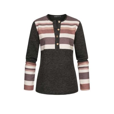 Sweater CLOUD 5IVE "CLOUD 5IVE Sweater mit Knopfleiste", Damen, Gr. L, grau, 88% Polyester, 12% Viskose, Rundhals, Sweatshirts Sweater
