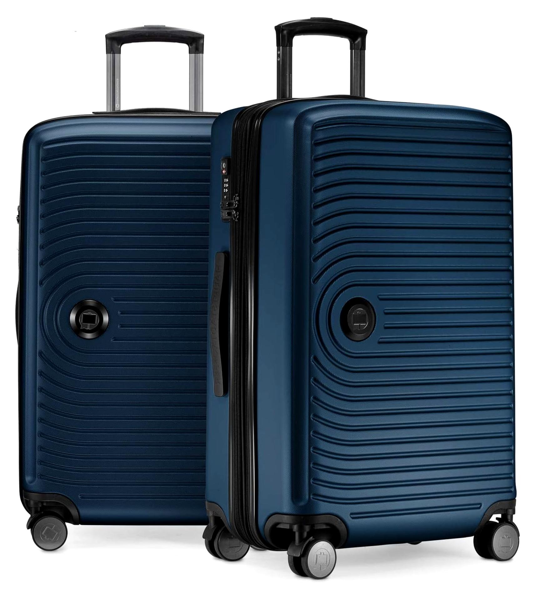 Mitte - 2er Kofferset Trolley-Set, Rollkoffer mit Dehnfalte 65cm, ABS, TSA, Dunkelblau