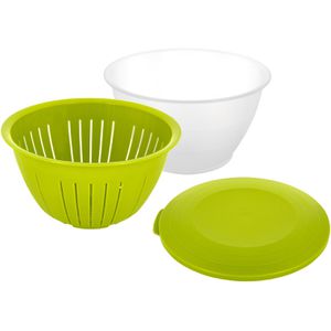 Westmark Schüssel Olympia 2418227A, Set mit Deckel und Sieb, 4,4 Liter, Ø 23 cm, aus Kunststoff, 2-teilig