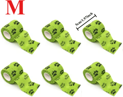 Inspire Picks FlexCare Self Adhesive Pet Bandage Wrap For Dogs & Cats 6pcs Green Claw M