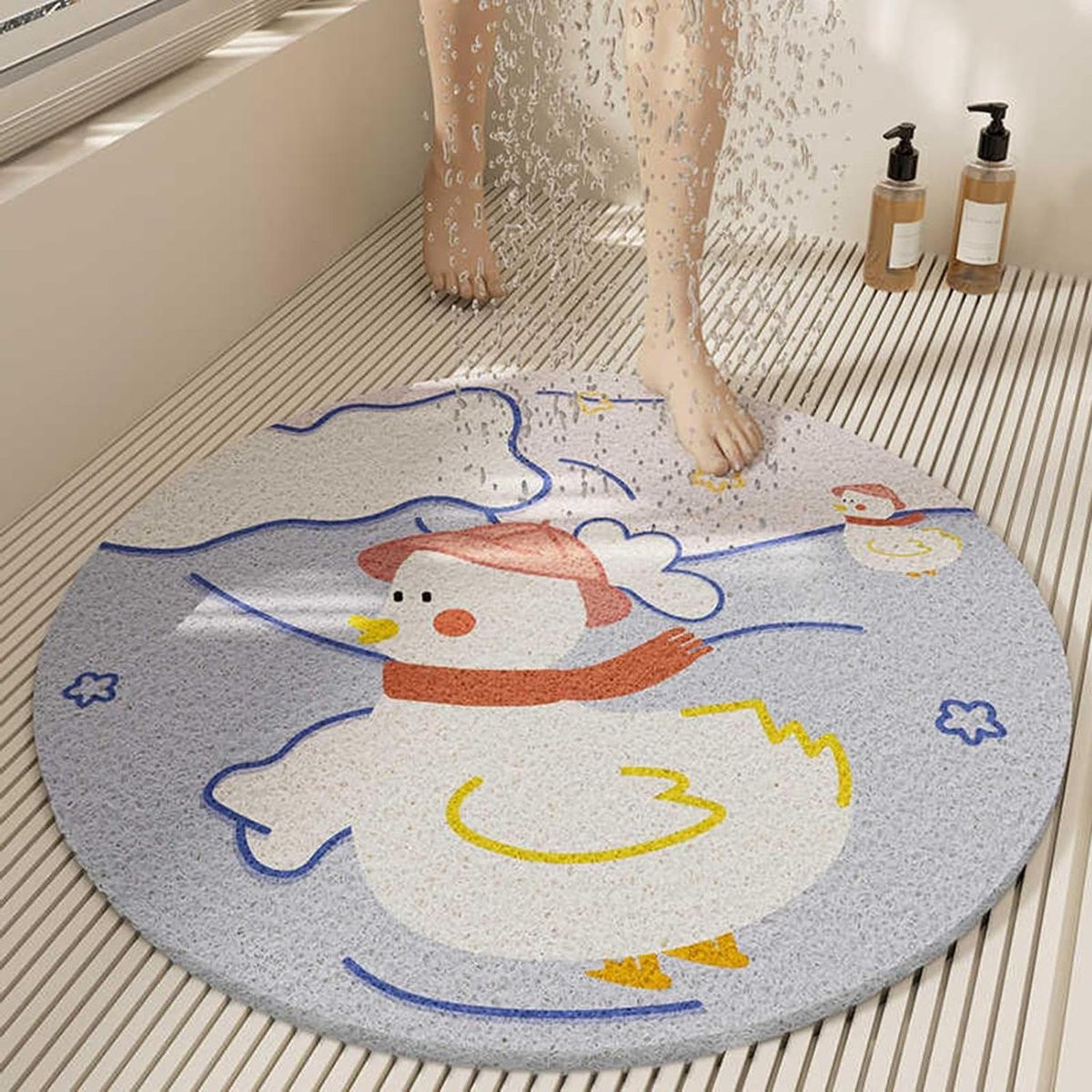Antislip Douchemat met Loofah Textuur in Grijs - 50 x 50 cm