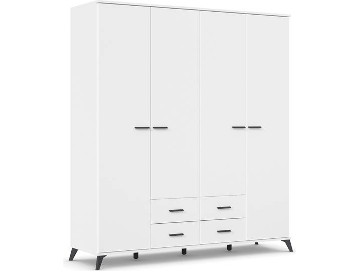 Drehtürenschrank RAUCH Lucena , weiss (alpinweiß), B:185cm H:203cm T:54cm, Holzwerkstoff, Schränke, Drehtürenschrank, mit schräg ausgestellten Füssen im Monochrom-Stil