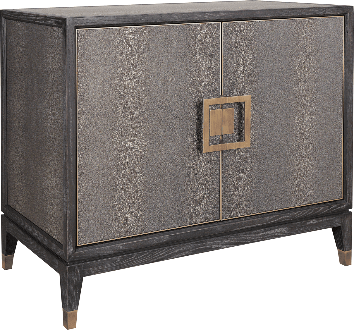 Felicia Luxury Black Wood & Shagreen 2 Door Sideboard with Brass Handles