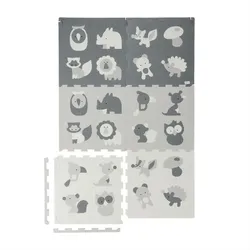 Relaxdays Puzzlematte Tiere Anthrazit,Weiß,Grau