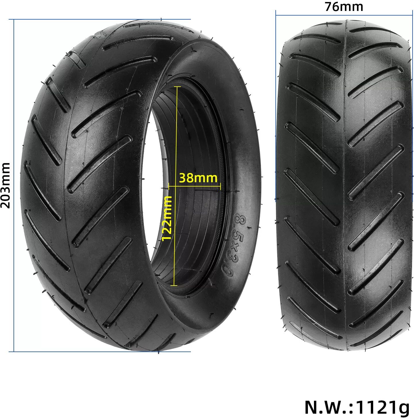 INF Pannenfreier Reifen für Elektroroller Zero 8/9 VSETT 8/9 Kugoo X1