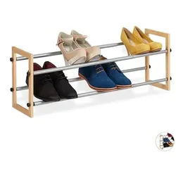 relaxdays Schuhregal ausziehbar 2 Etagen 30 cm braun