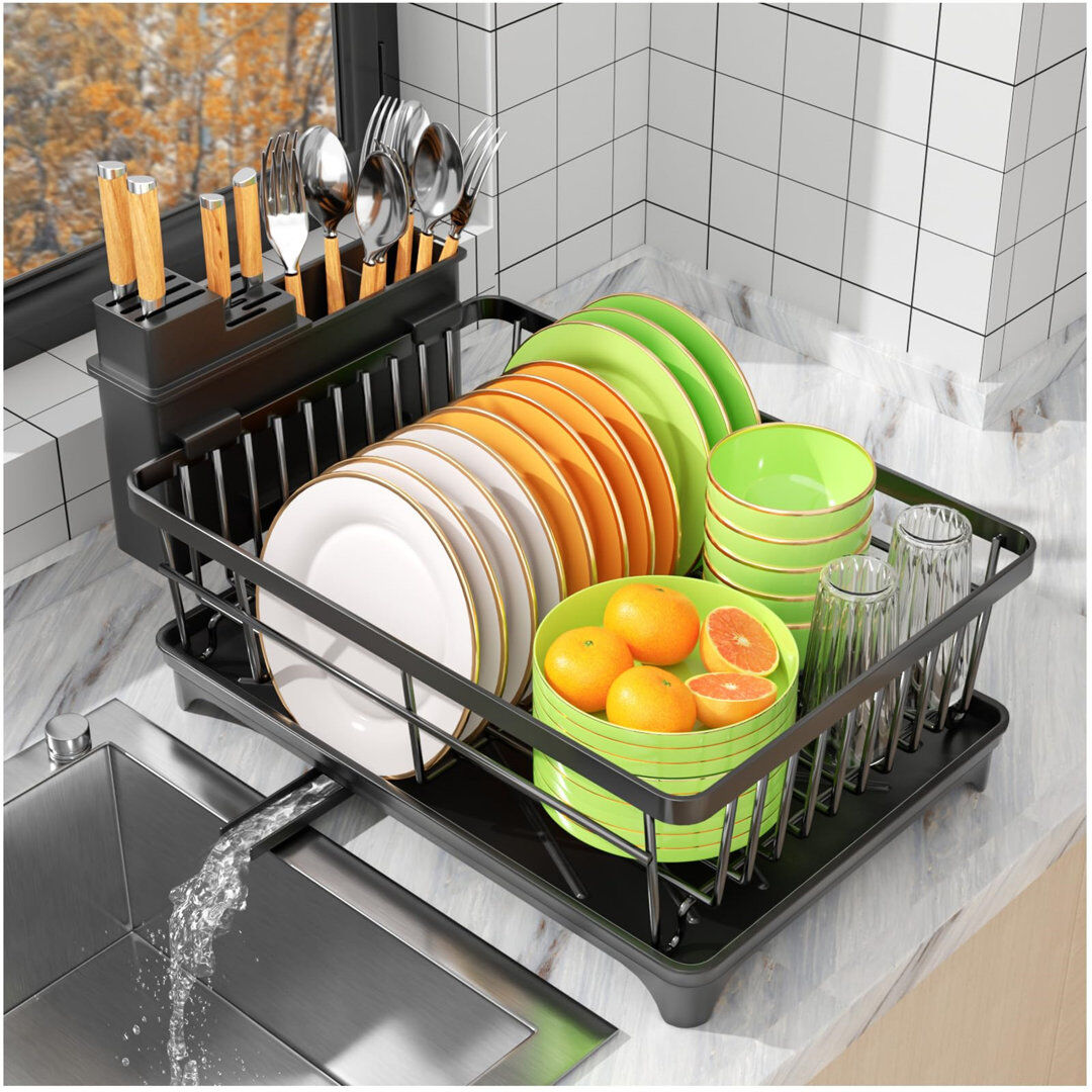 E Cairns Dish Rack Matte Black 14.5cm H X 37.8cm W X 28.3cm D
