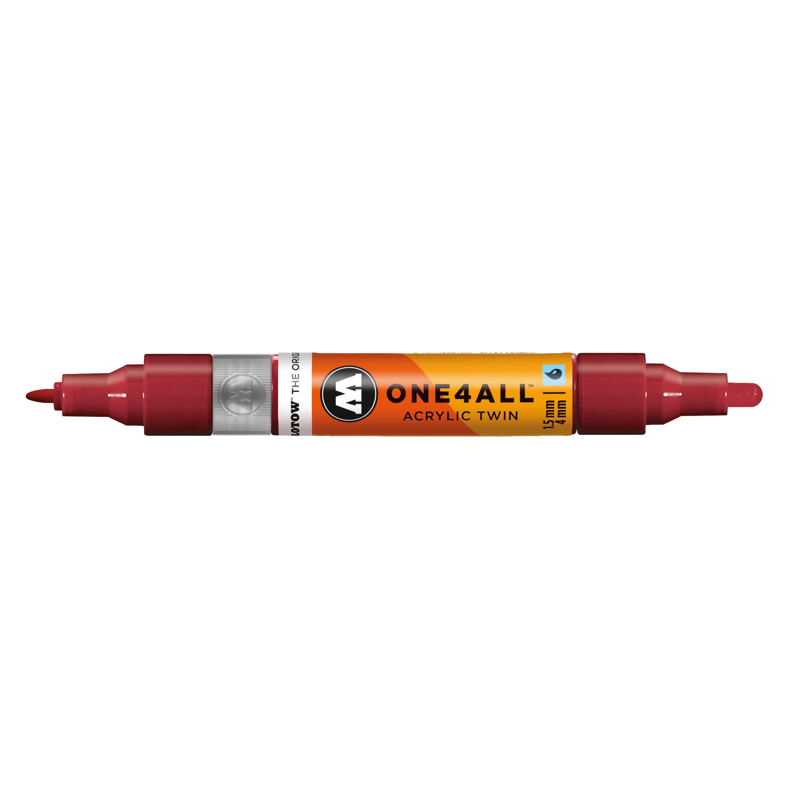 Molotow Marqueur pour Maquettes - One4All Twin - Acrylique Bordeaux - 1,5/4mm - -086 - 15 cm (1x) (MO227404)