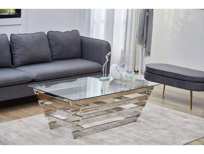 SalesFever Couchtisch Eleganter Tisch für Wohnzimmer, Edles Design-Gestell aus rostfreiem Stahl