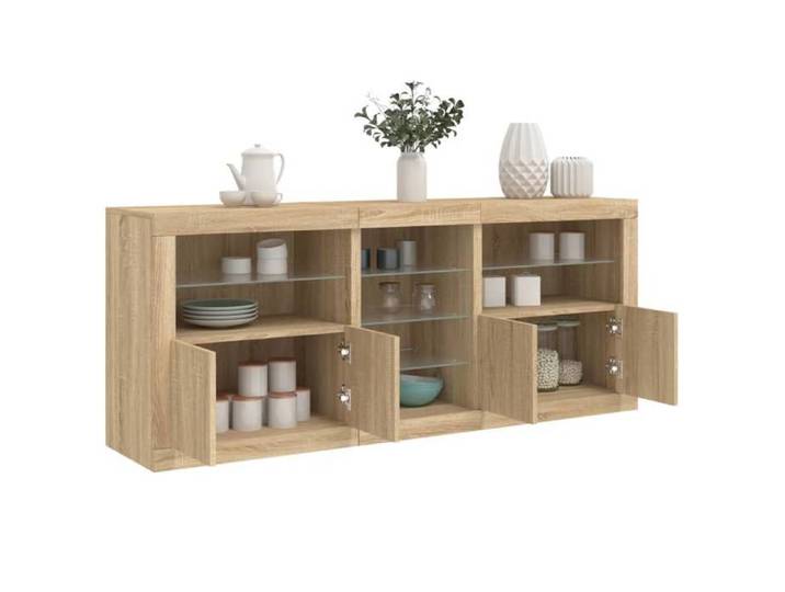 Buffet à LED-Meuble de rangement avec lumières LED chêne sonoma 162x37x67 cm 845359