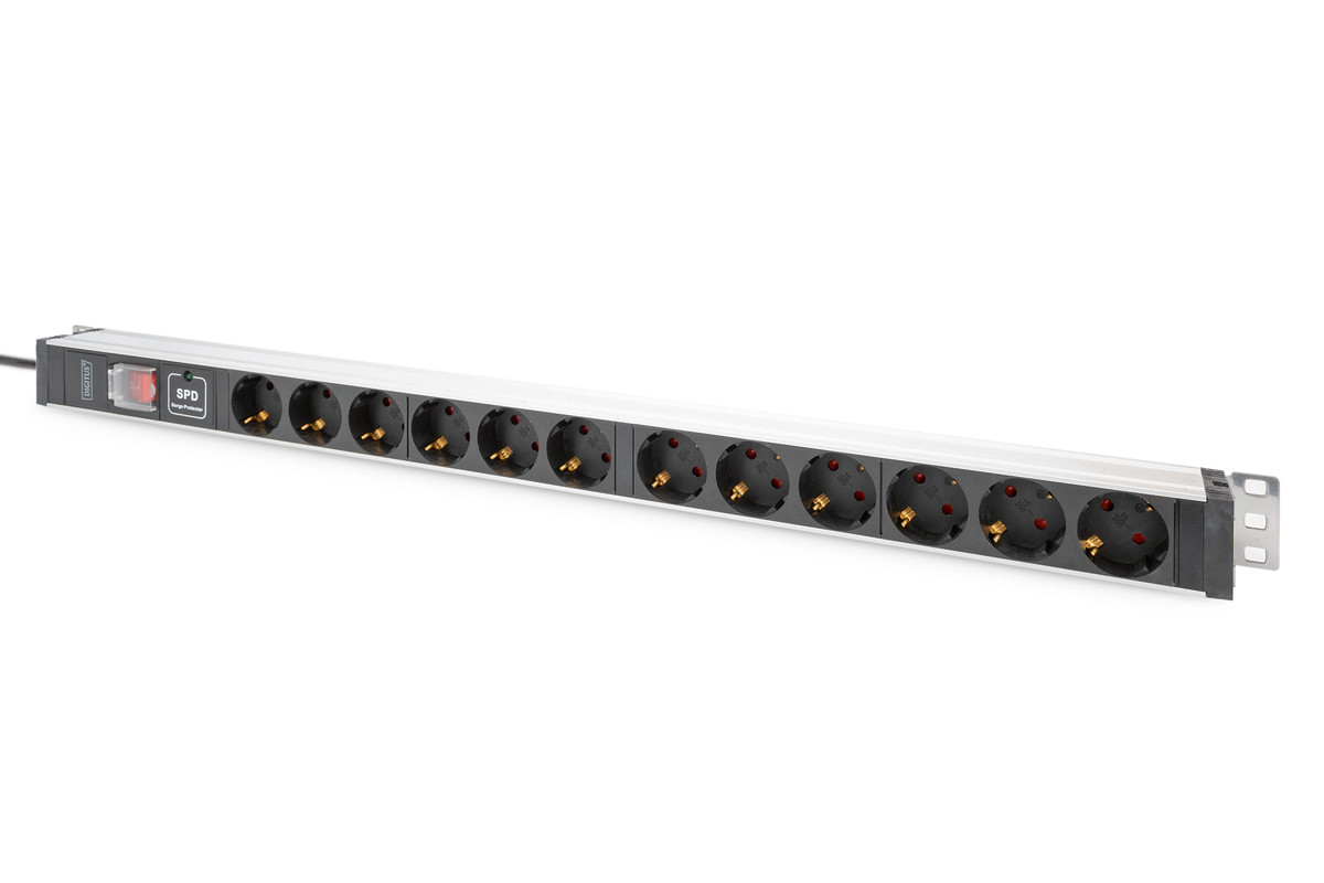 DIGITUS DN-95435 19 inch stopcontactstrip met 12 aansluitingen en schakelaar