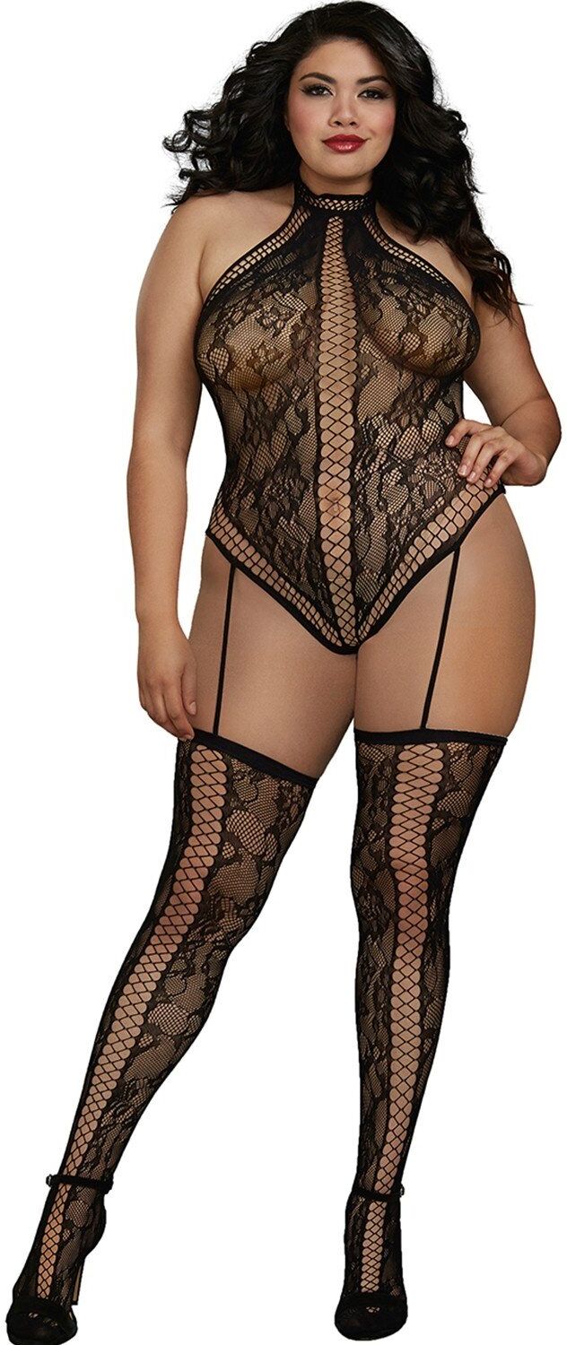 Dreamgirl Combinaison Grande Taille dans un style Body string en dentelle avec des détails croisés