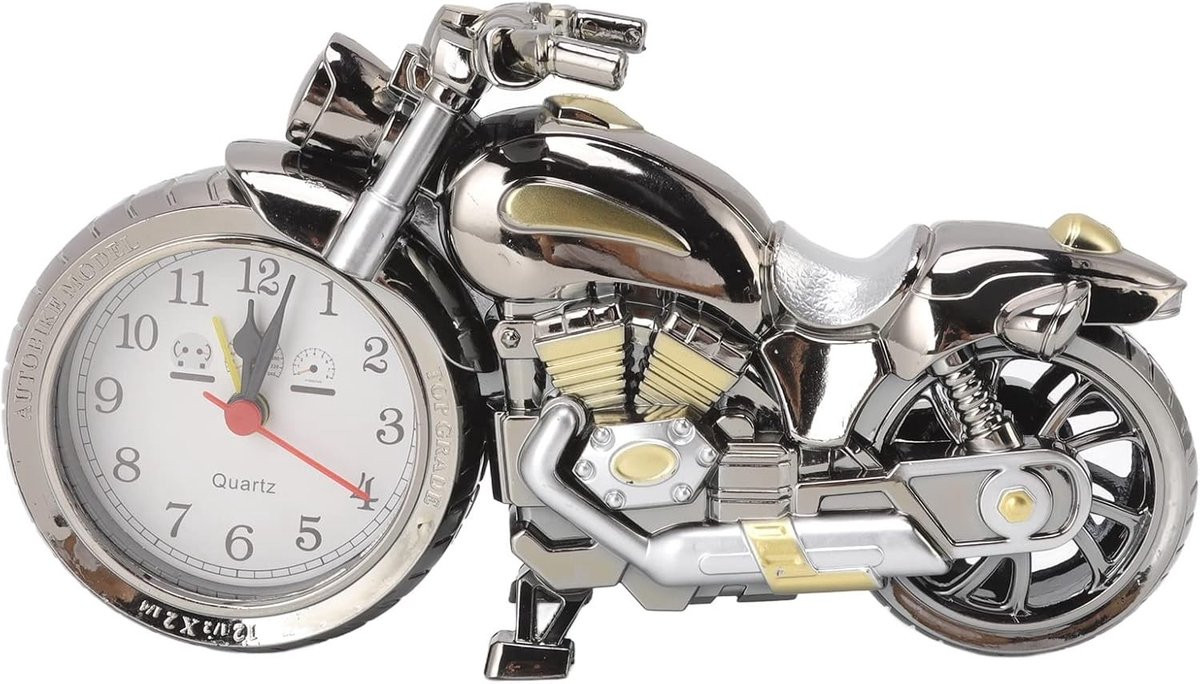Vintage Motorfiets Tafelklok met Retro Ontwerp voor Bureau Decoratie