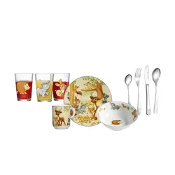 Ritzenhoff & Breker Kinderset "Waldtiere"   , mehrfarbig , Edelstahl,Porzellan,Glas , Maße (cm): B: 34 H: 21