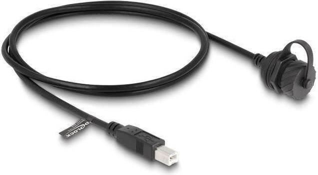 Delock Cat.5e FTP kabel met RJ45-connector naar RJ45-inbouw, stof- en waterdicht IP68, zwart, 25 cm