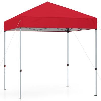 Costway 6.6 x 6.6 Feet Outdoor Pop-up Canopy Tent with UPF 50+ Sun Protection-Red