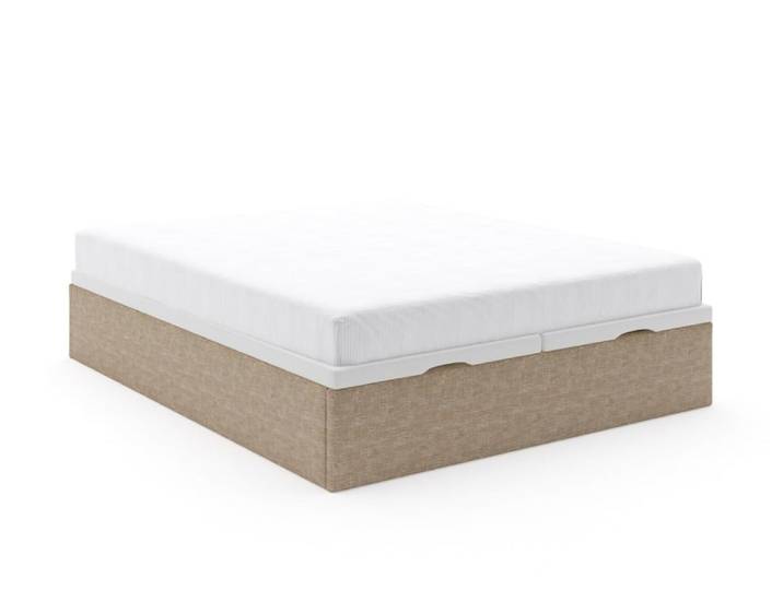 Lit coffre 140x200 en tissu grainé Beige