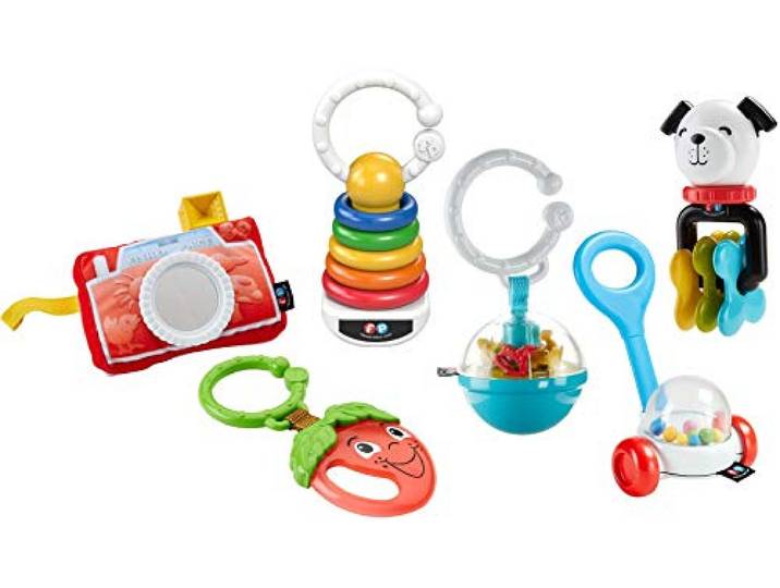 Fisher-Price FBH63 Speelplezier cadeauset, 6 Fisher-Price producten inclusief bijtring en rammelaar, vanaf 3 maanden
