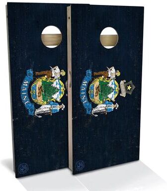 Skip's Garage Maine Flag Outdoor Cornhole Board Set