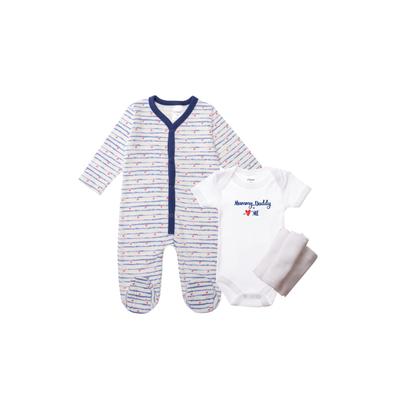 Erstausstattungspaket LILIPUT "Mummy+Daddy=Me", Mädchen, Gr. 62/68, blau (blau, weiß), 100% Baumwolle, KOB Set-Artikel Erstausstattungspaket, mit niedlichem Herzchen-Print