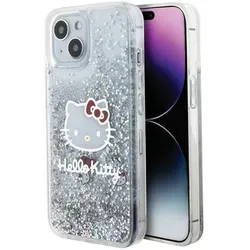 Hello Kitty Liquid Glitter Charms Kitty Head - Hülle für iPhone 15 (silber)