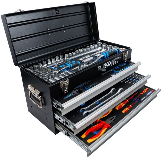 BGS Caisse à outils métallique 3 tiroirs avec 147 outils ; BGS technic (3350)