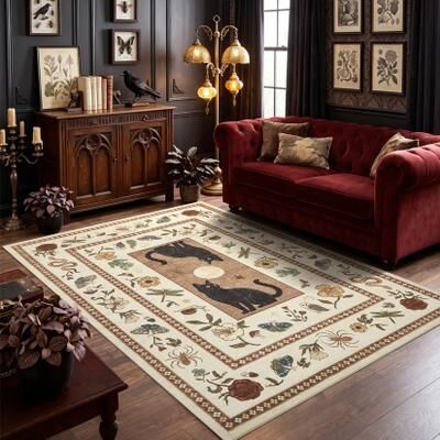 Garvee Black Cat Moon Area Rug