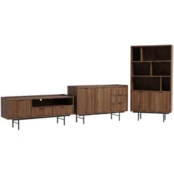 WOHNWAND Evron Kommode 150 cm TV-Board 150 cm Bücherregal 90 cm, Walnuss