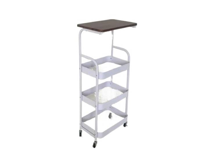 Trolley mit Rollen, kleiner Nachttisch Mehrzweck-Organizer for Wohnzimmer und Schlafzimmer(WHITE-4)