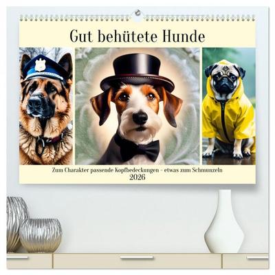 Gut behütete Hunde (hochwertiger Premium Wandkalender 2026 DIN A2 quer), Kunstdruck in Hochglanz