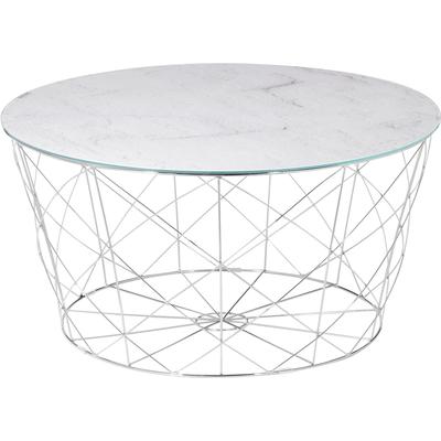 Couchtisch SALESFEVER "Caorle Coffeetable: Harmonisches Wohnambiente", weiß (weiß, chromfarben, chromfarben, weiß), B:80cm H:45cm T:80cm, Tische, Couchtisch, Stilvolles Korbgestell
