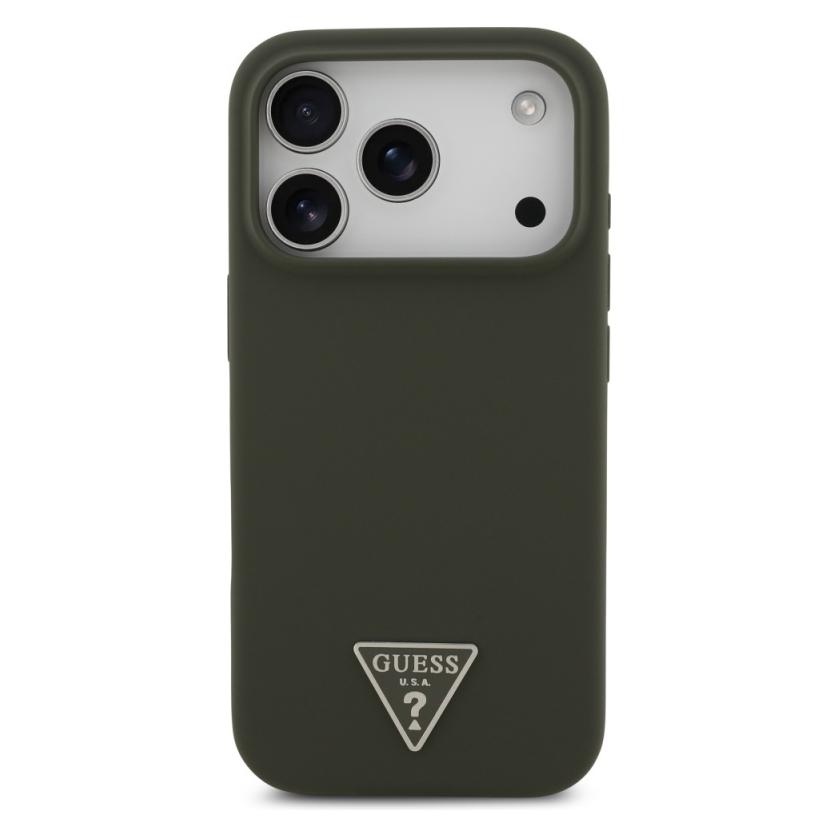 Guess - Silicone Triangle Logo MagSafe (GUHMP17LSCTRLMA) - iPhone 17 Pro - Khaki (Apple iPhone 17 Pro) (61356403)