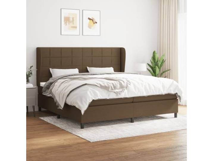 RJPLMFV Lattenrost mit Matratze, 200 x 200 cm, Dunkelbraun Verstellbares Kopfteil, Taschenfedern, mittelharte Unterstützung, atmungsaktiver Stoff, Bedienungsanleitung (evtl. nicht in