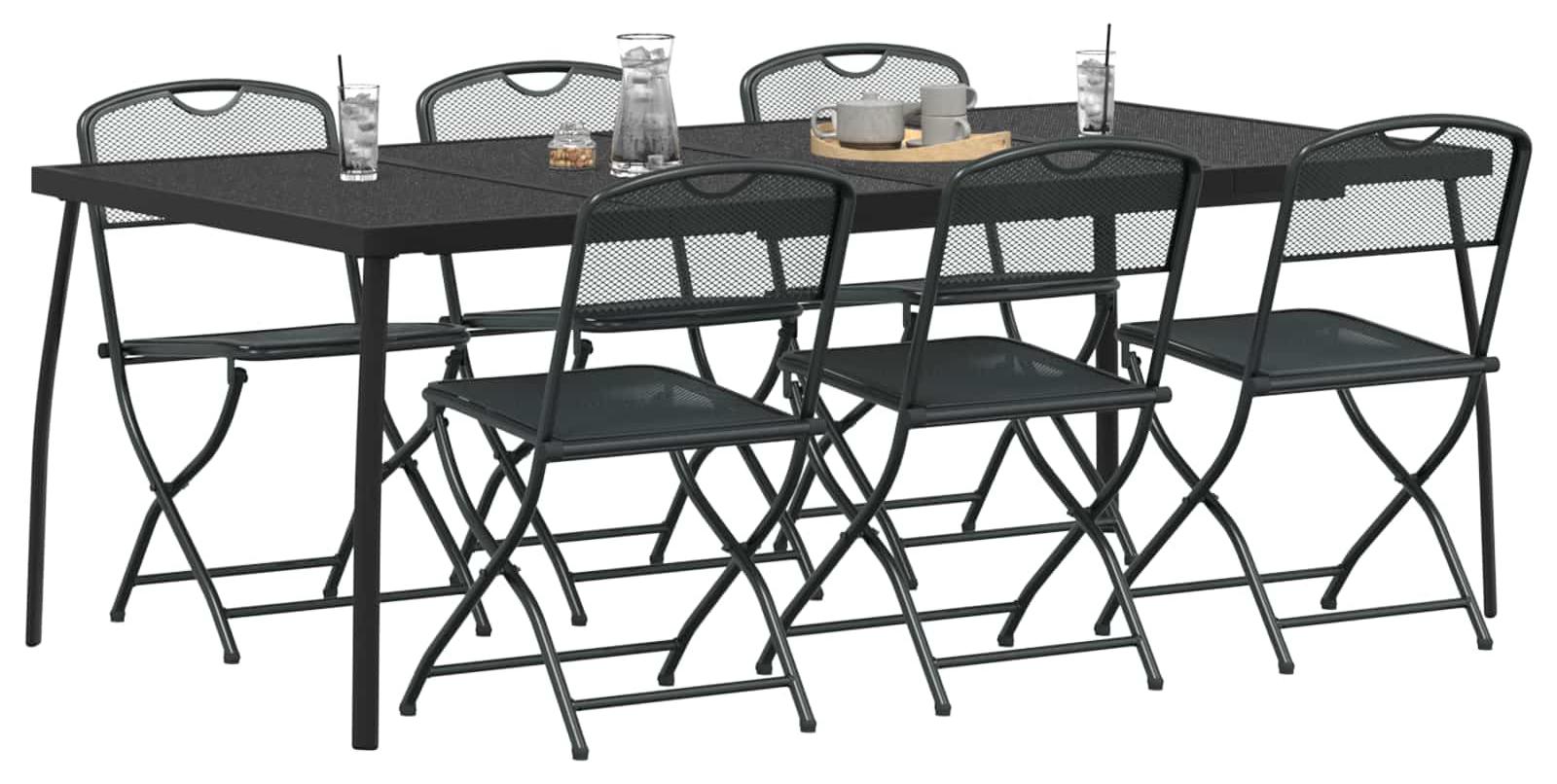 Gartenmöbel Set 7 pcs Anthrazit Eisen und Stahl