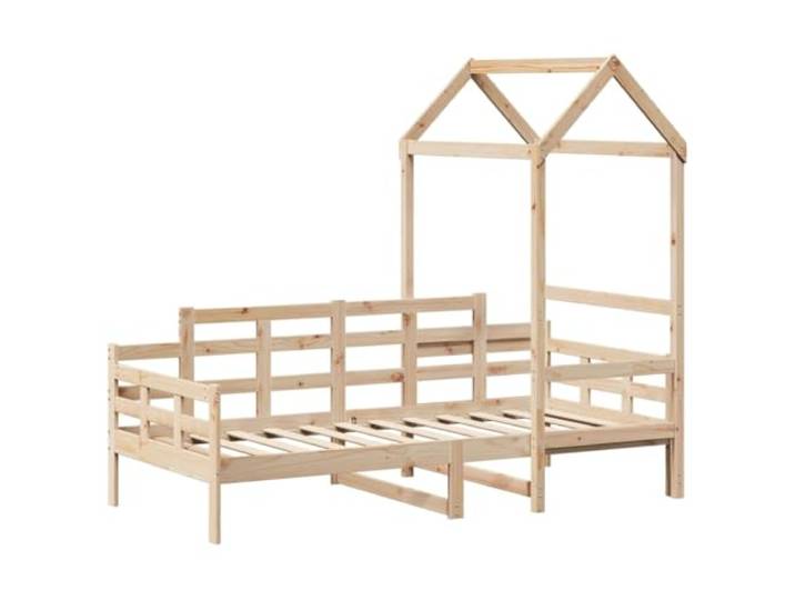 KTHLBRH Dormeuse mit Dach 80 x 200 cm aus massivem Kiefernholz Mit Seitentür, Lattenrost, Stauraum, für Kinder unter 6 Jahren