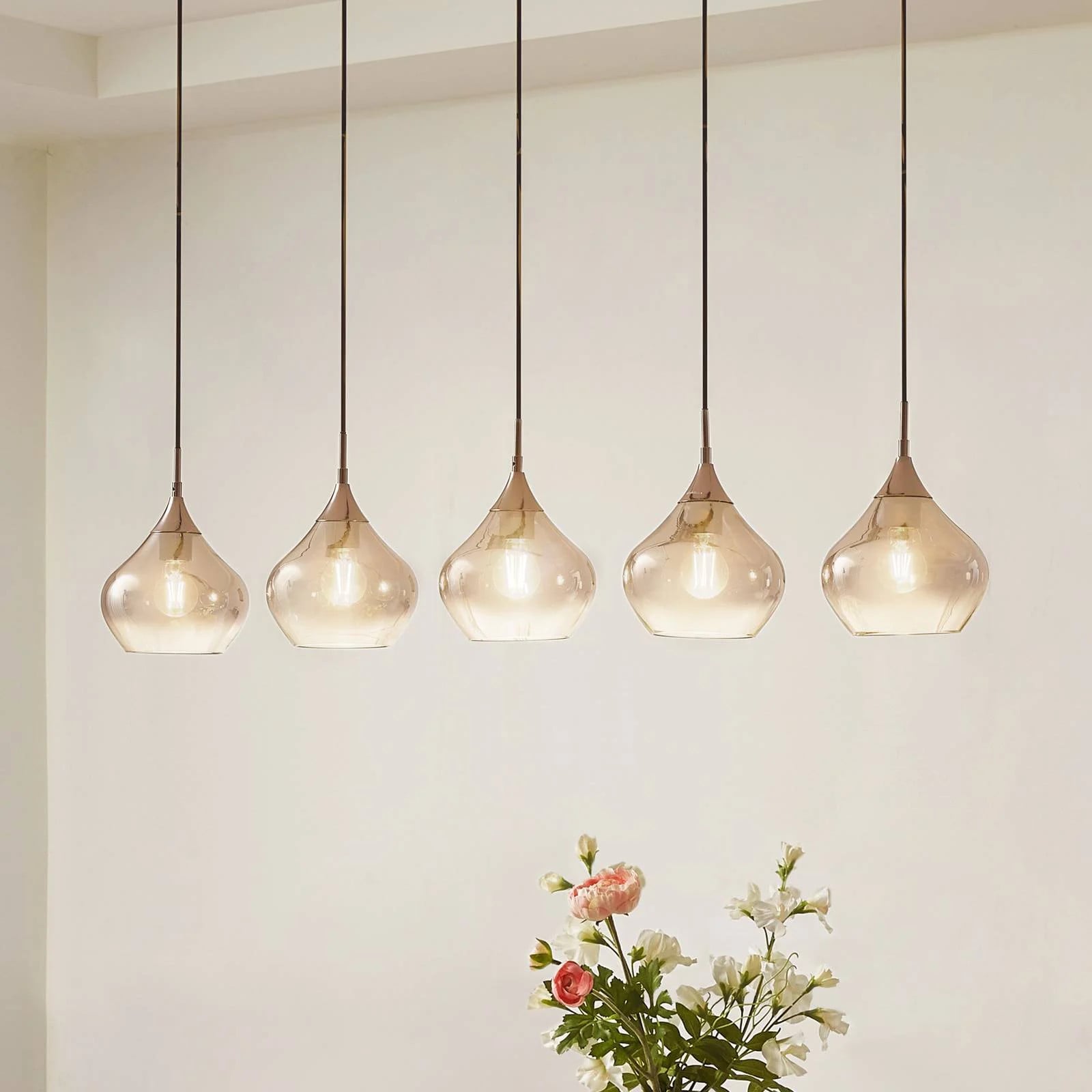 Lucande Moderne Glazen Hanglamp Grijs/Zwart, Dimbaar