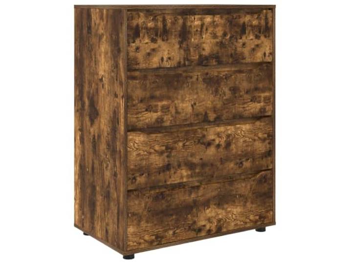 GFEROMRF Stauraumschrank Geräucherte Eiche 80x48x105 cm mit Schubladen Holzwerkstoff, Kugellager-Führungen, höhenverstellbar, Kunststofffüße, pflegeleicht, minimalistisch